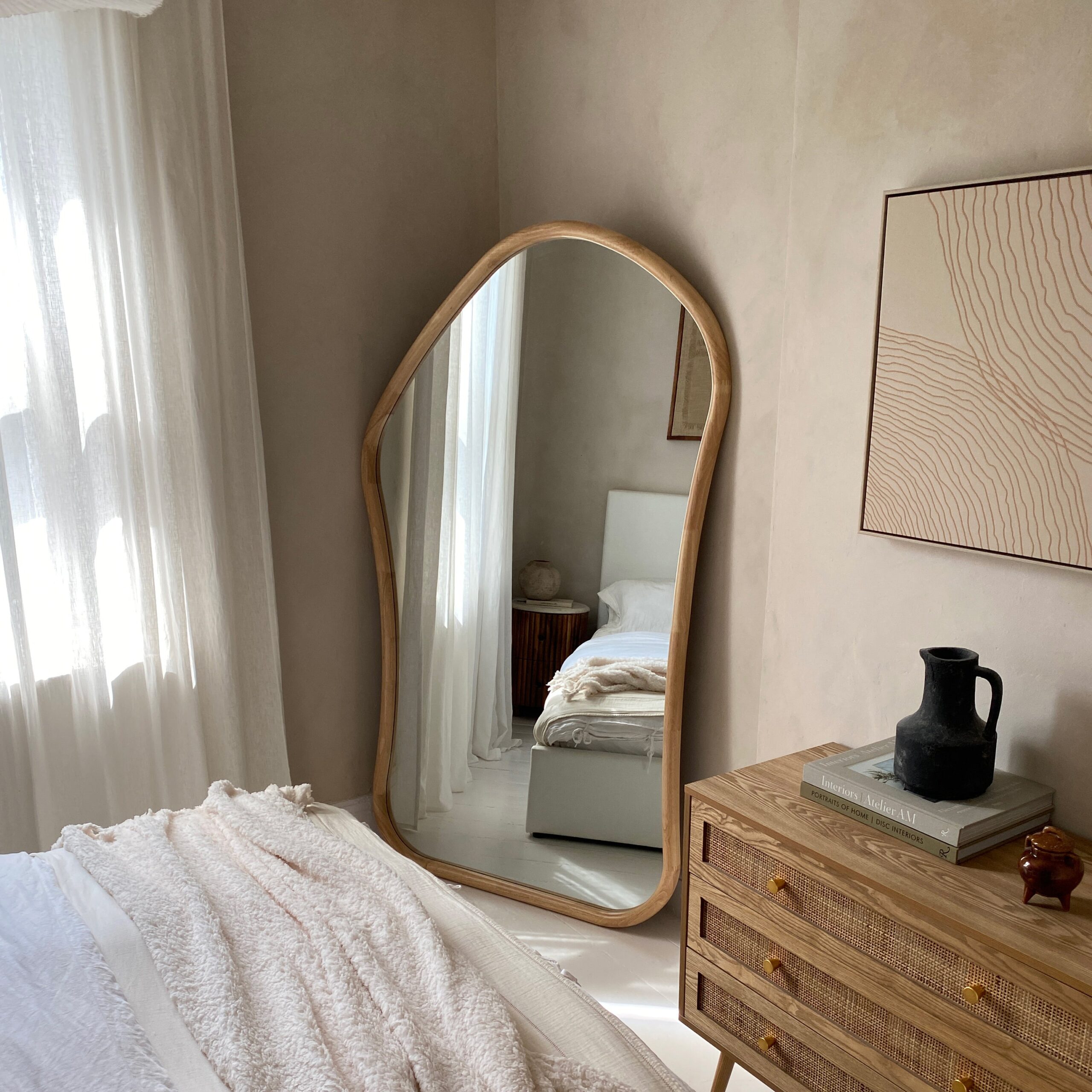 Aaliyah - Extra Large Full Length Light Wood Irregular Mirror 180cm x 110cm - Image 3