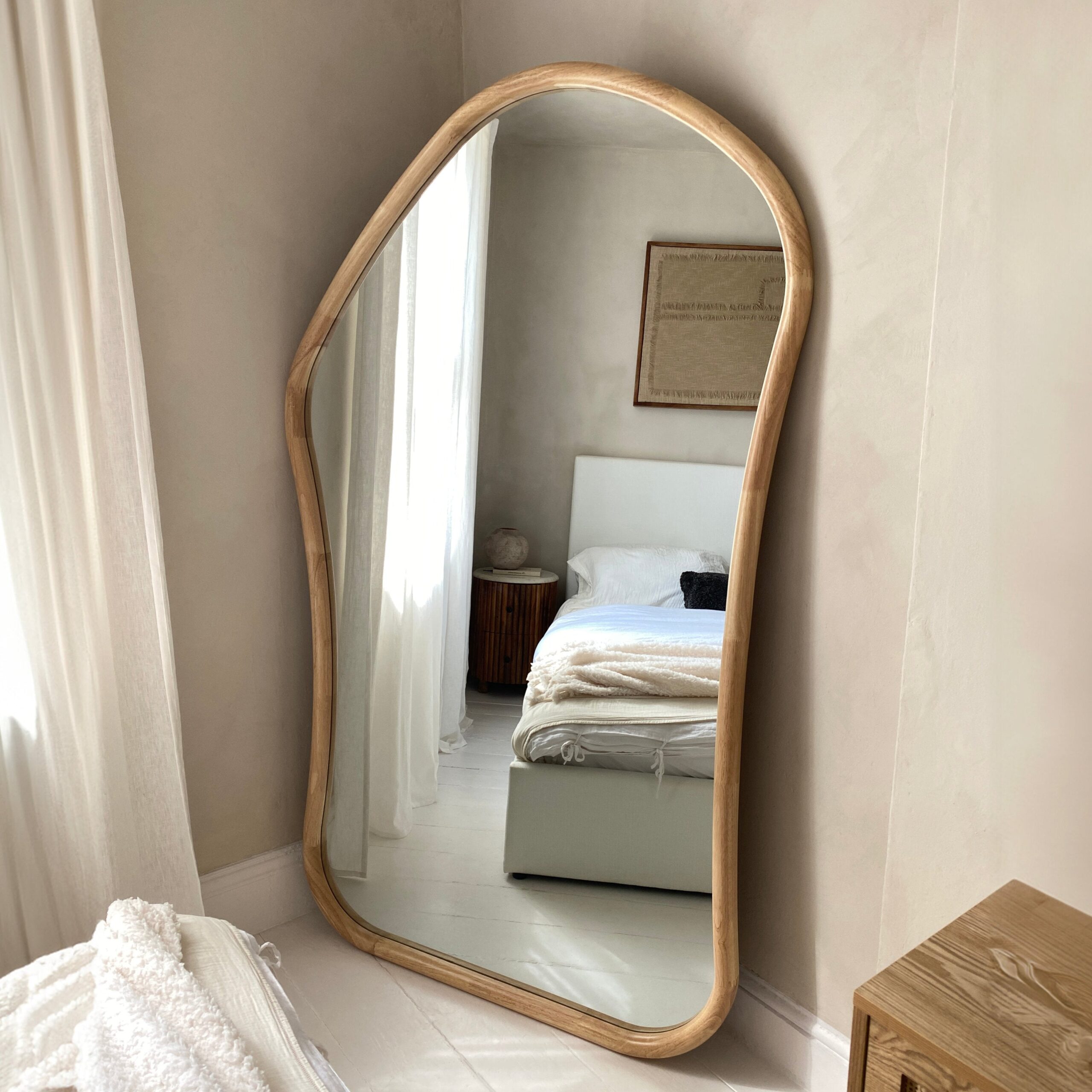 Aaliyah - Extra Large Full Length Light Wood Irregular Mirror 180cm x 110cm - Image 2