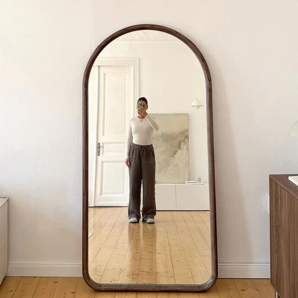 Amora - Extra Large Full Length Arched Warm Wood Mirror 190cm x 100cm - Image 2
