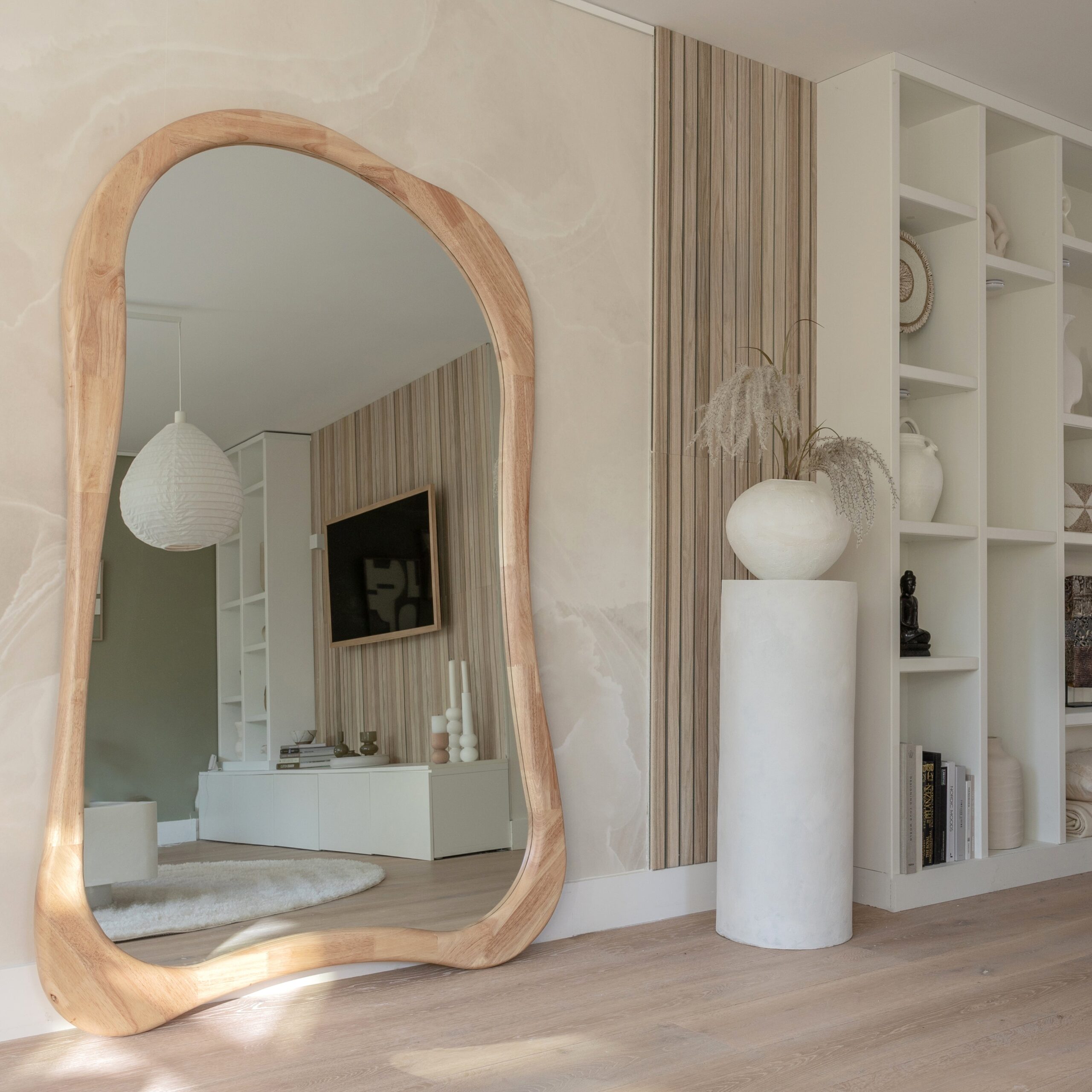 Arcurva - Extra Large Full Length Light Wood Irregular Mirror 190cm x 120cm - Image 2