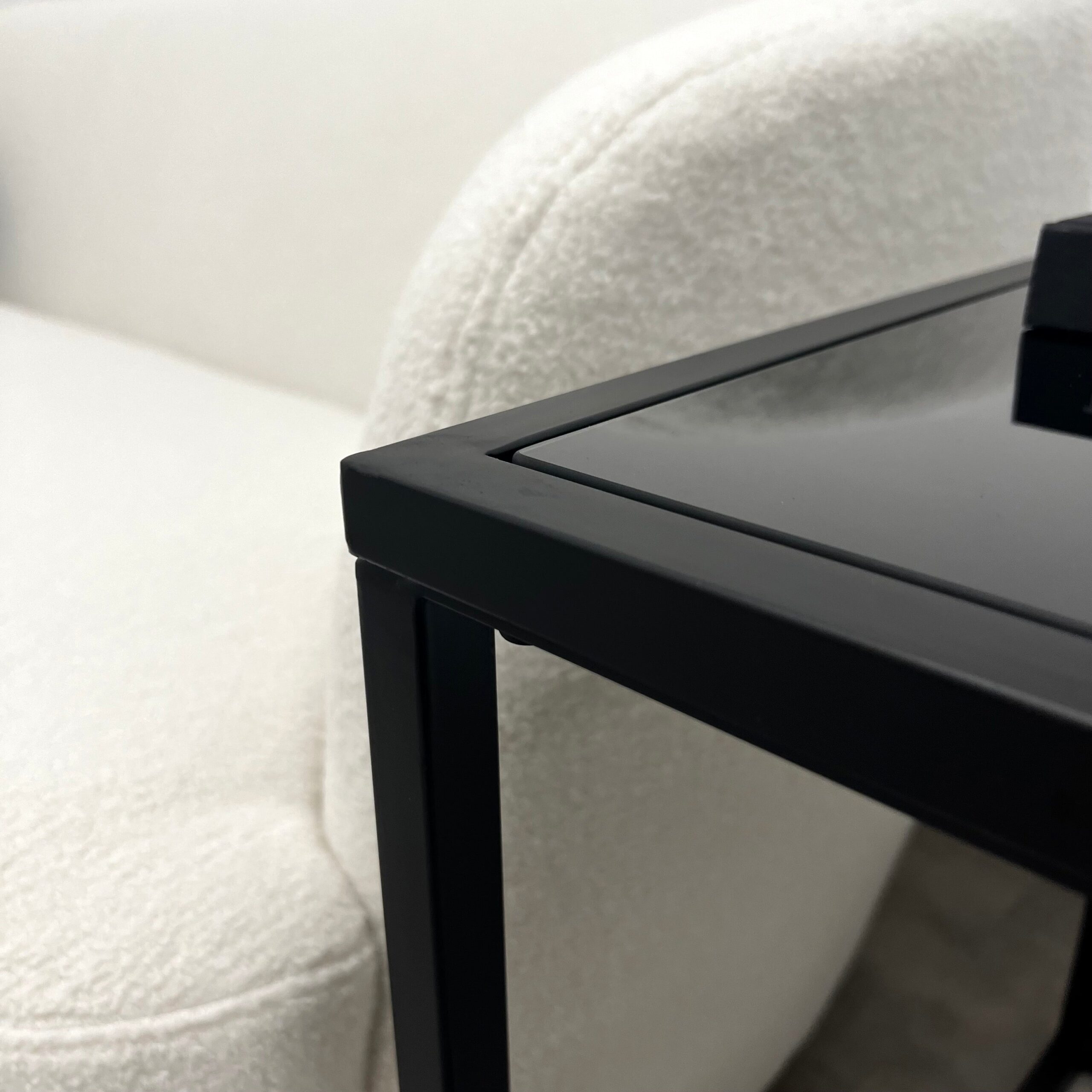 Brooklyn - Black Modern Rectangle Tinted Mirrored Side Table - Image 2
