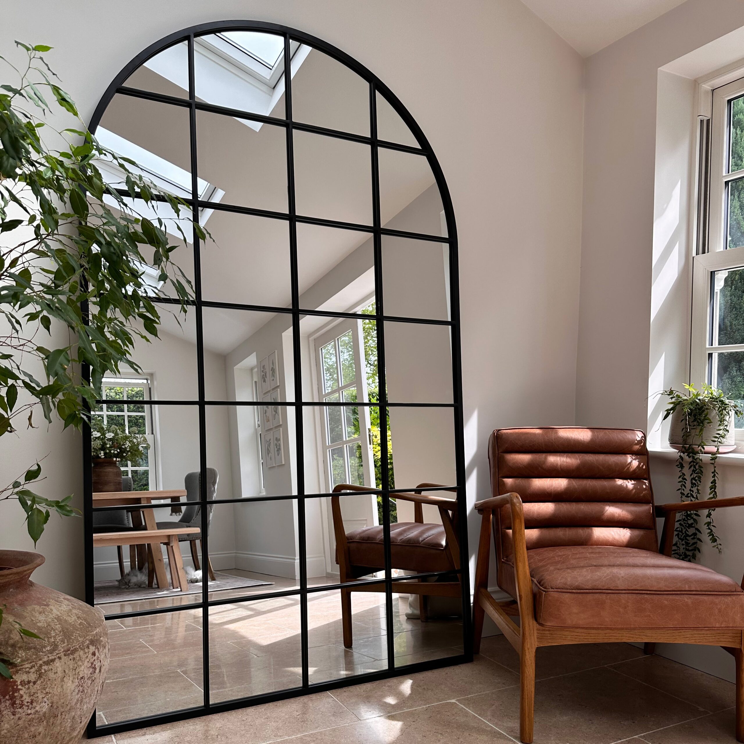 Brooklyn - Full Length Extra Large Black Arched Metal Mirror 200cm x 120cm - Image 2