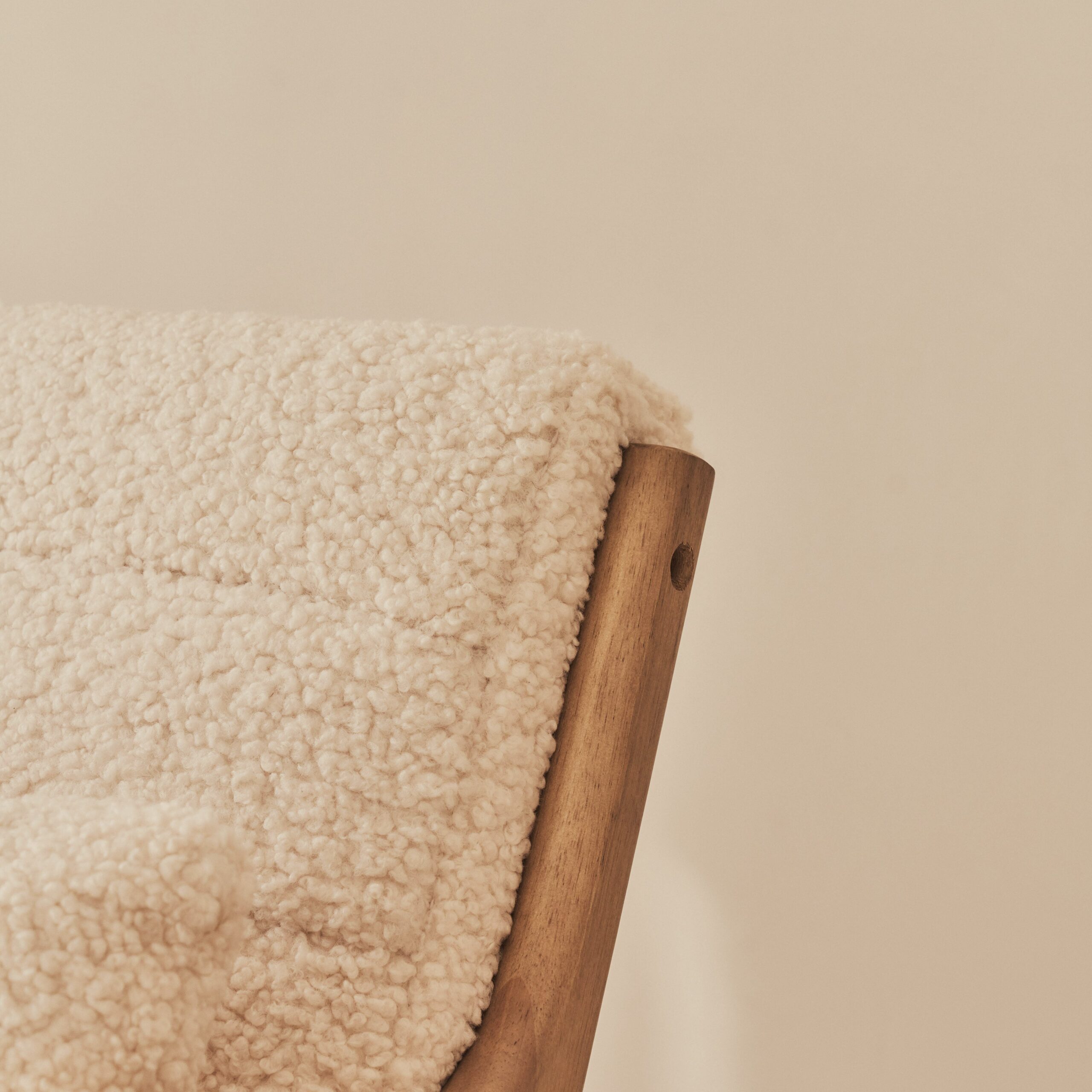 Hudson - Boucle Accent Chair Ivory & Warm Wood - Image 6