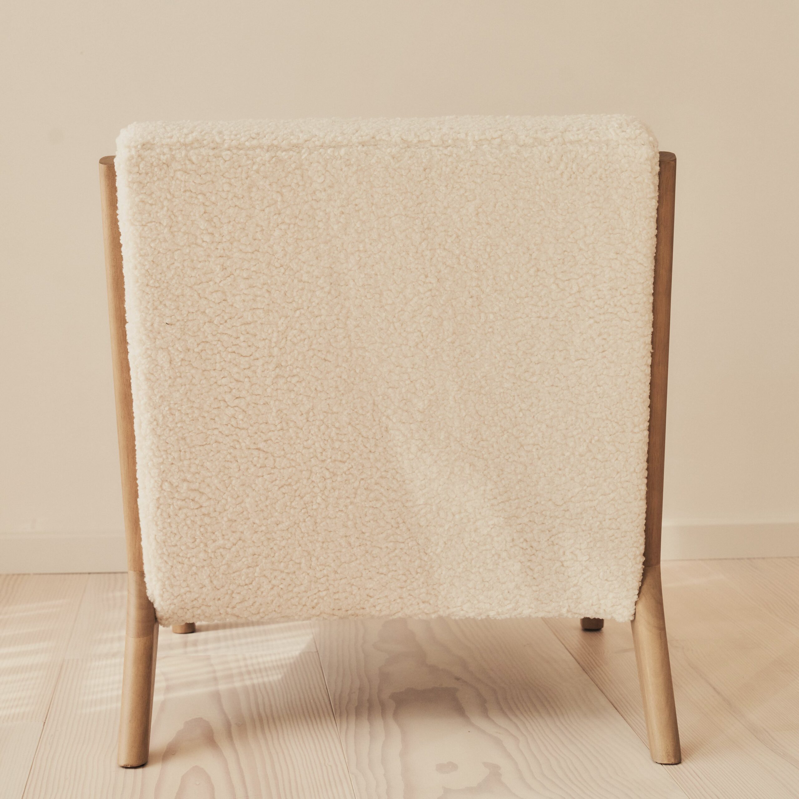 Hudson - Boucle Accent Chair Ivory & Warm Wood - Image 8