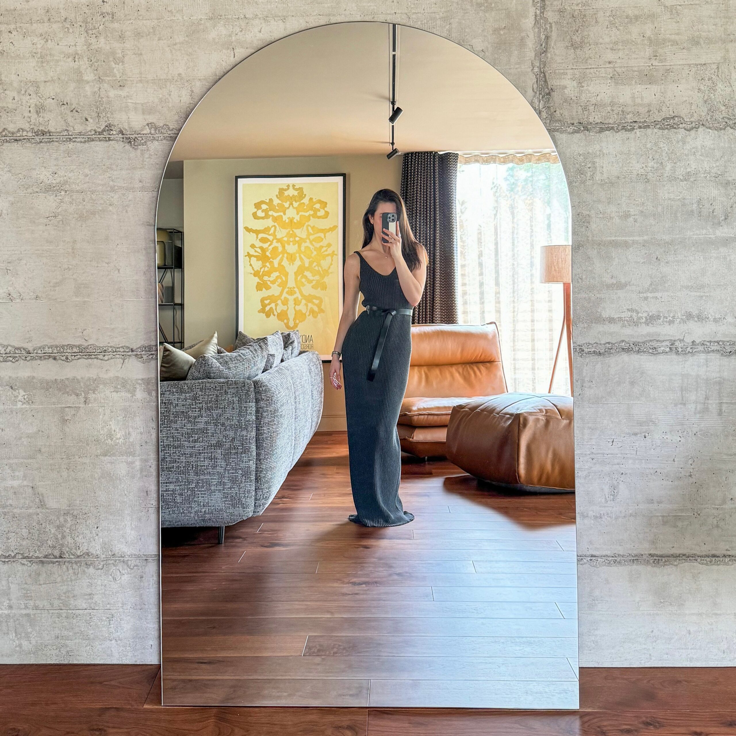 Edge - Extra Large Frameless Arched Full Length Mirror 179cm x 110cm - Image 10