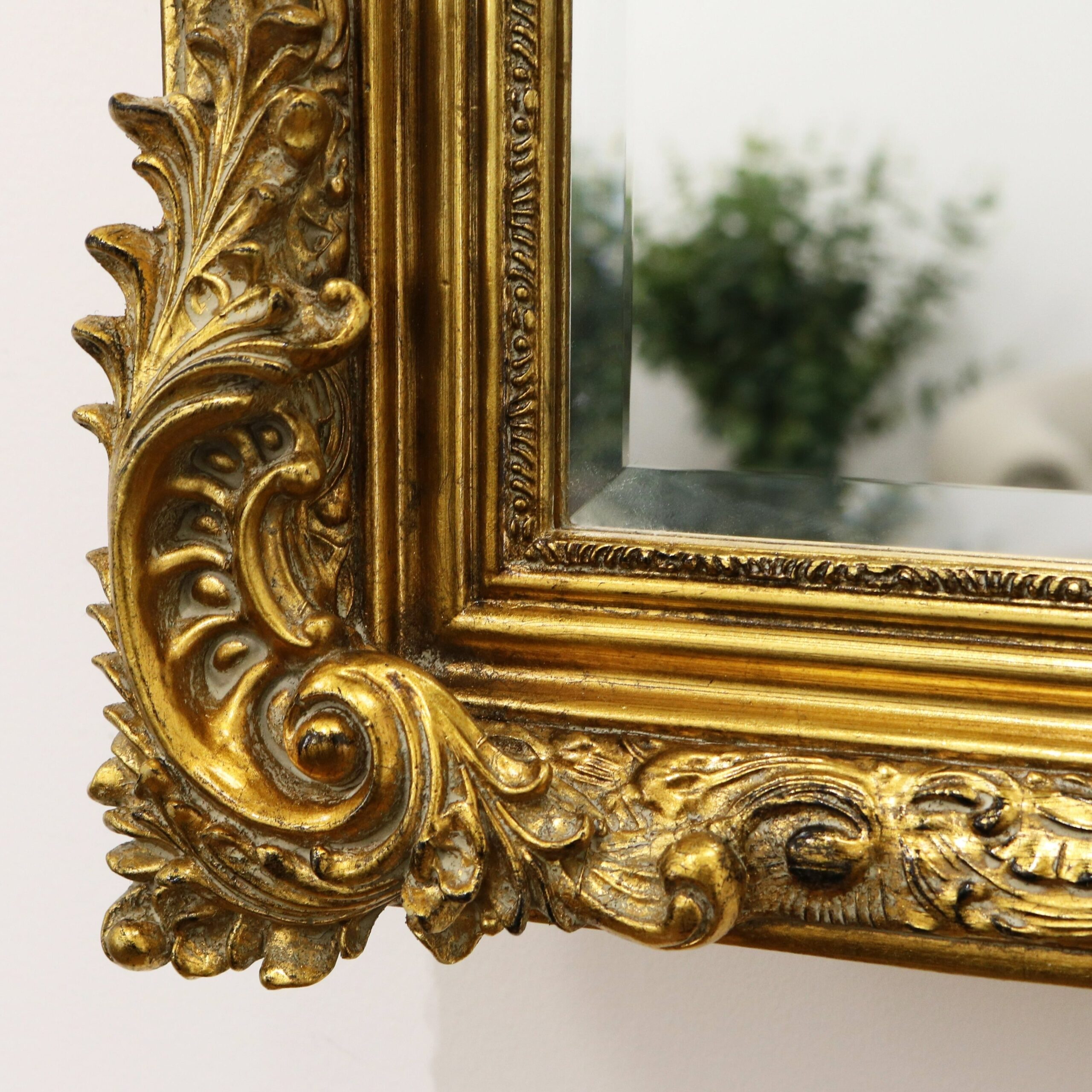 Francesca - Gold Arched Ornate Overmantle Wall Mirror 109cm x 100cm - Image 3