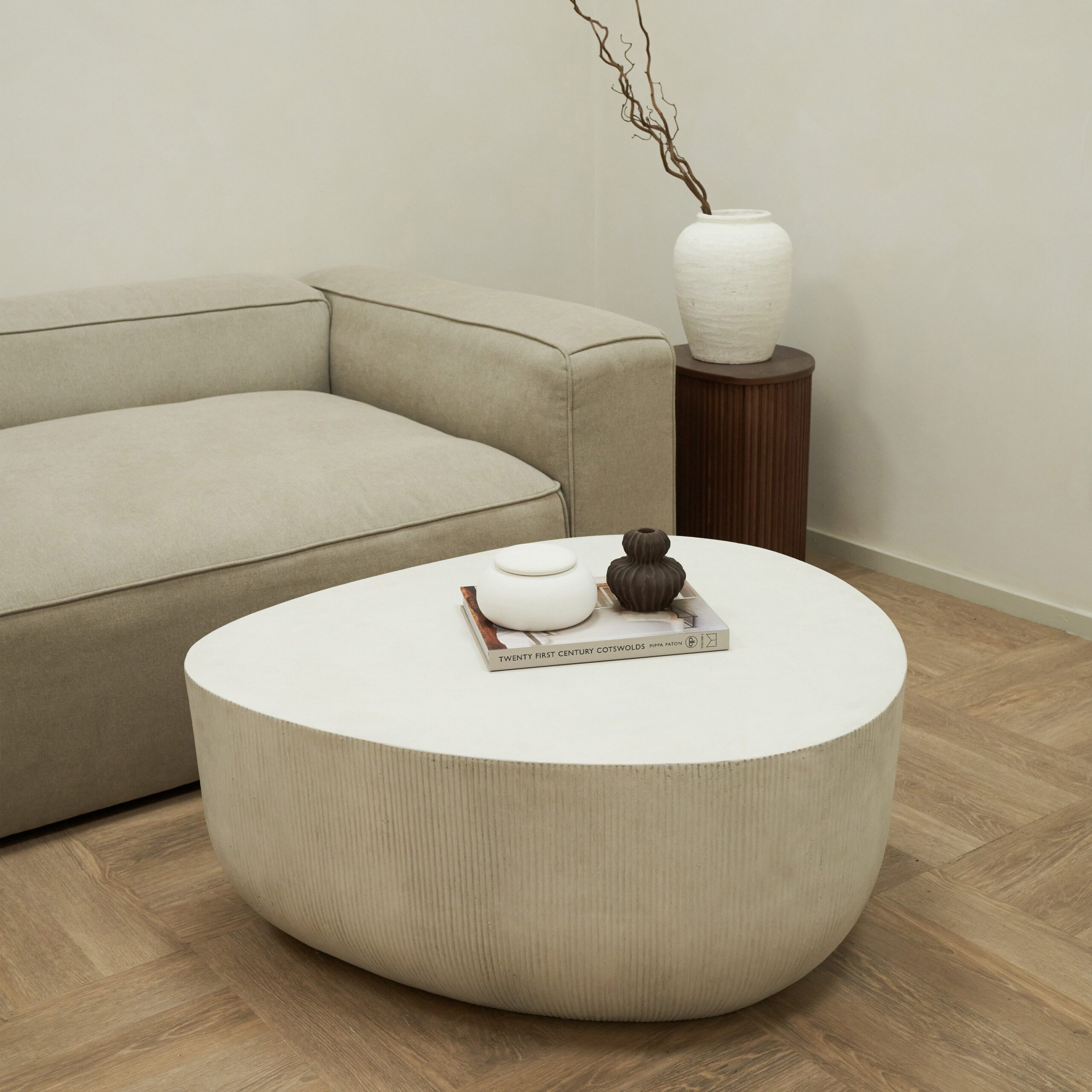 Leonardo - Minimal Concrete Irregular Shaped Coffee Table Large - Image 5