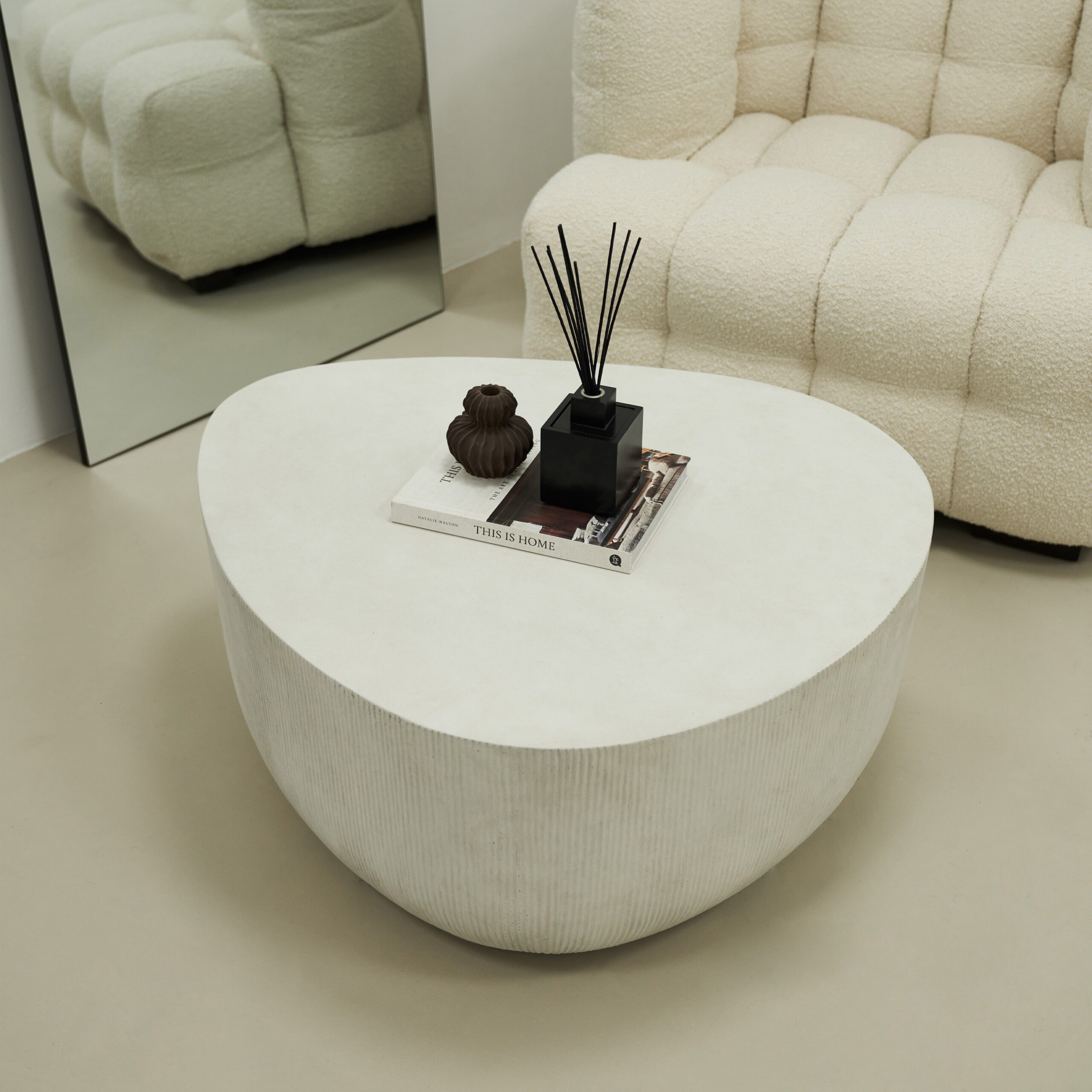 Leonardo - Minimal Concrete Irregular Shaped Coffee Table Large - Image 10