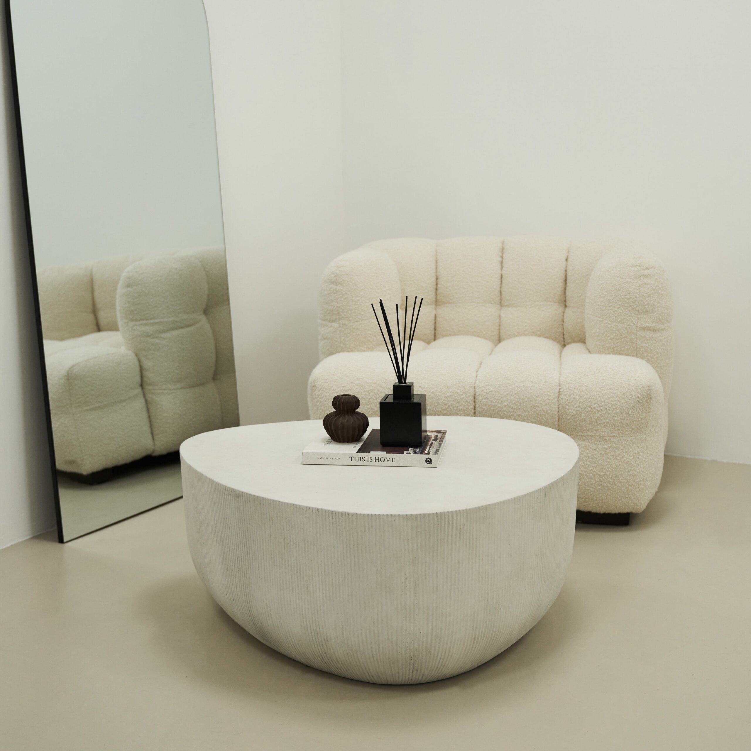 Leonardo - Minimal Concrete Irregular Shaped Coffee Table Large - Image 11