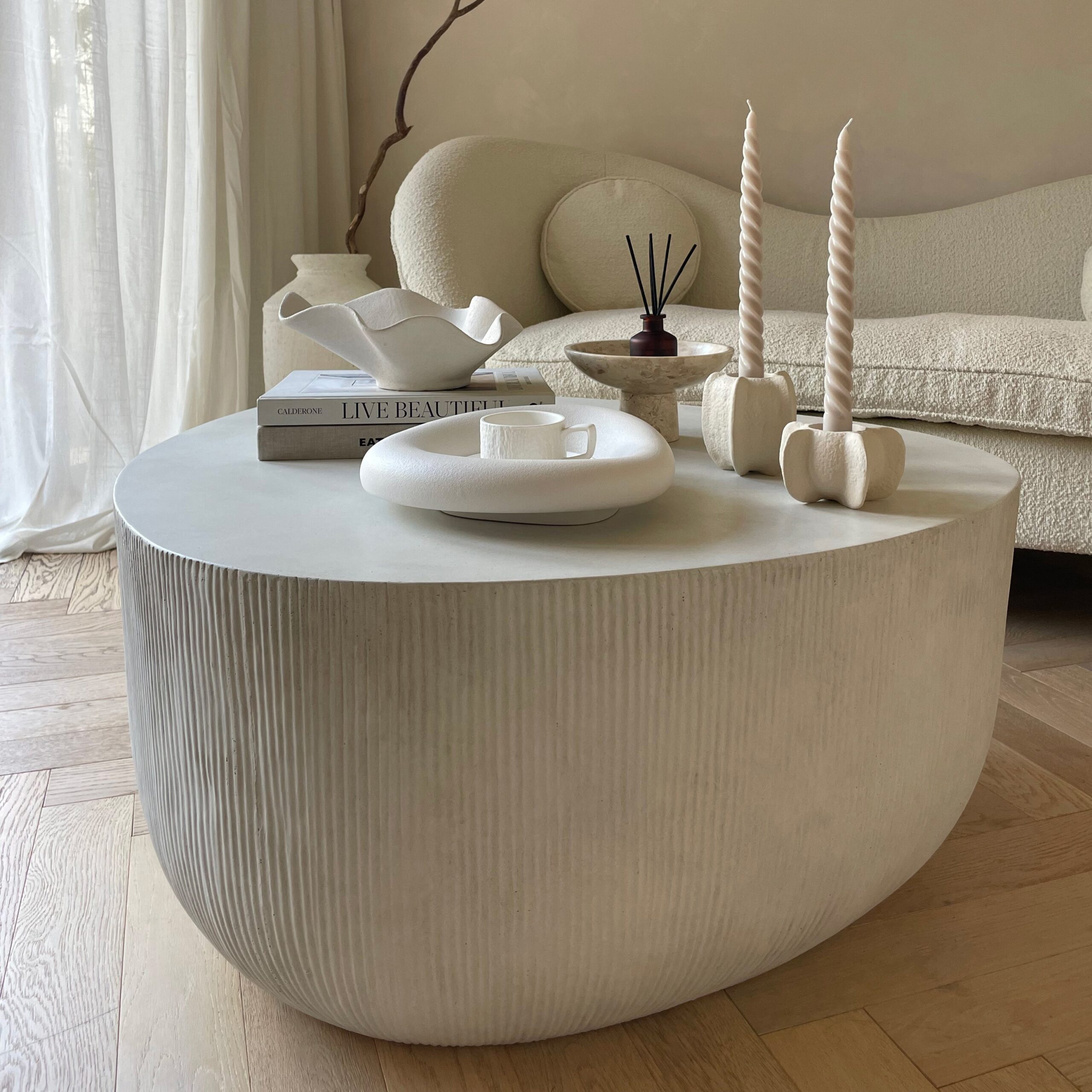 Leonardo - Minimal Concrete Irregular Shaped Coffee Table Large - Image 3