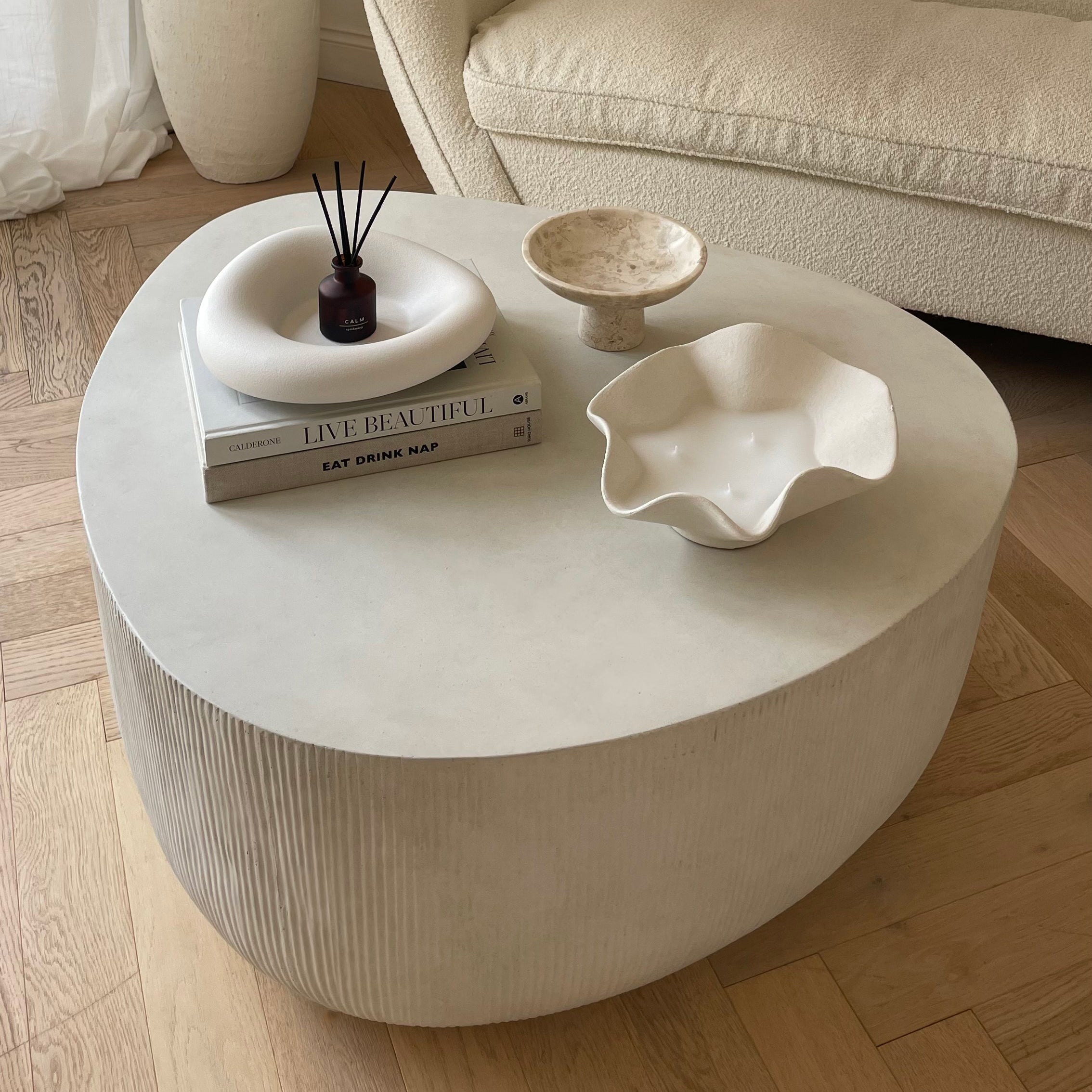 Leonardo - Minimal Concrete Irregular Shaped Coffee Table Large - Image 2