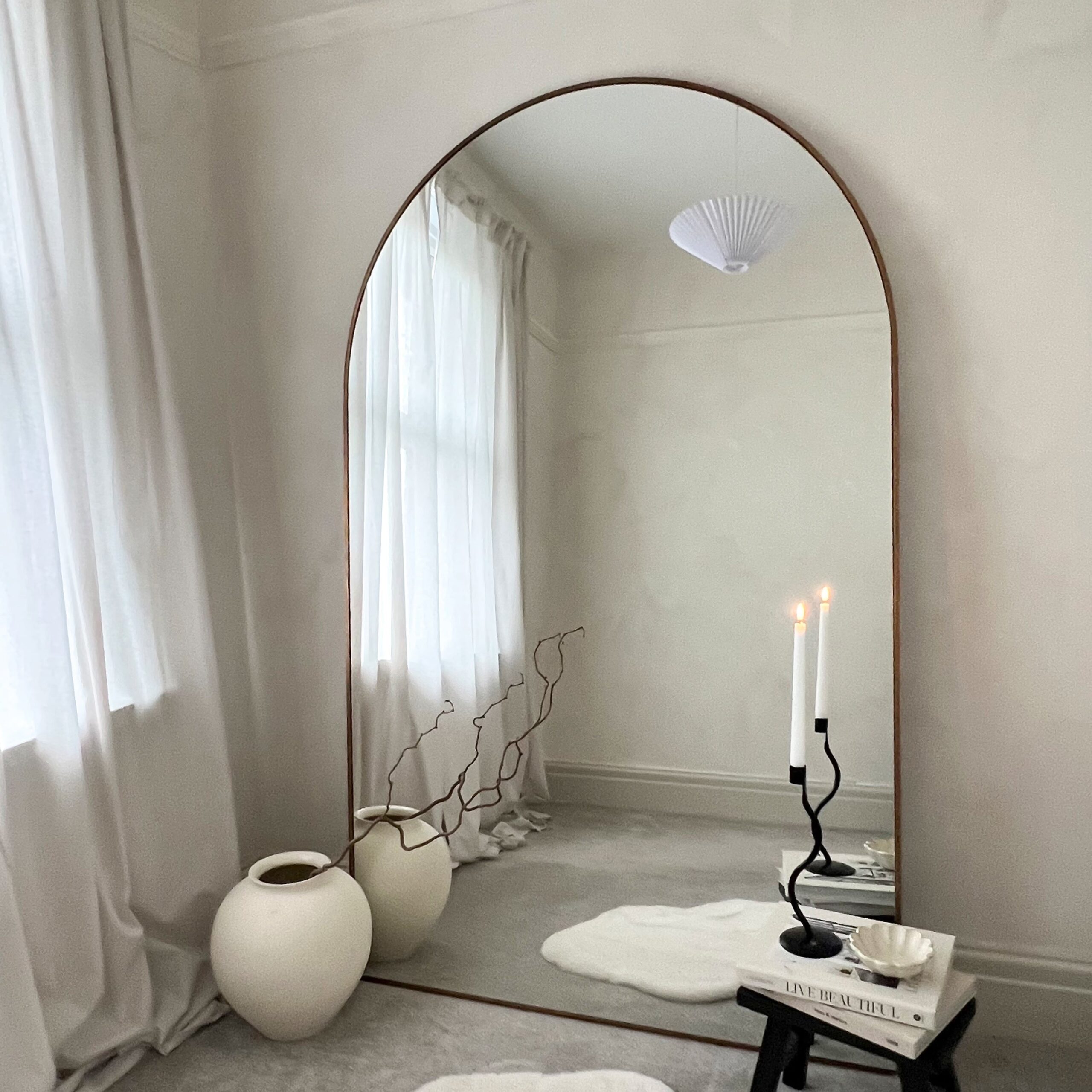 Liberty - Gold Full Length Arched Metal Mirror 180cm x 110cm - Image 2