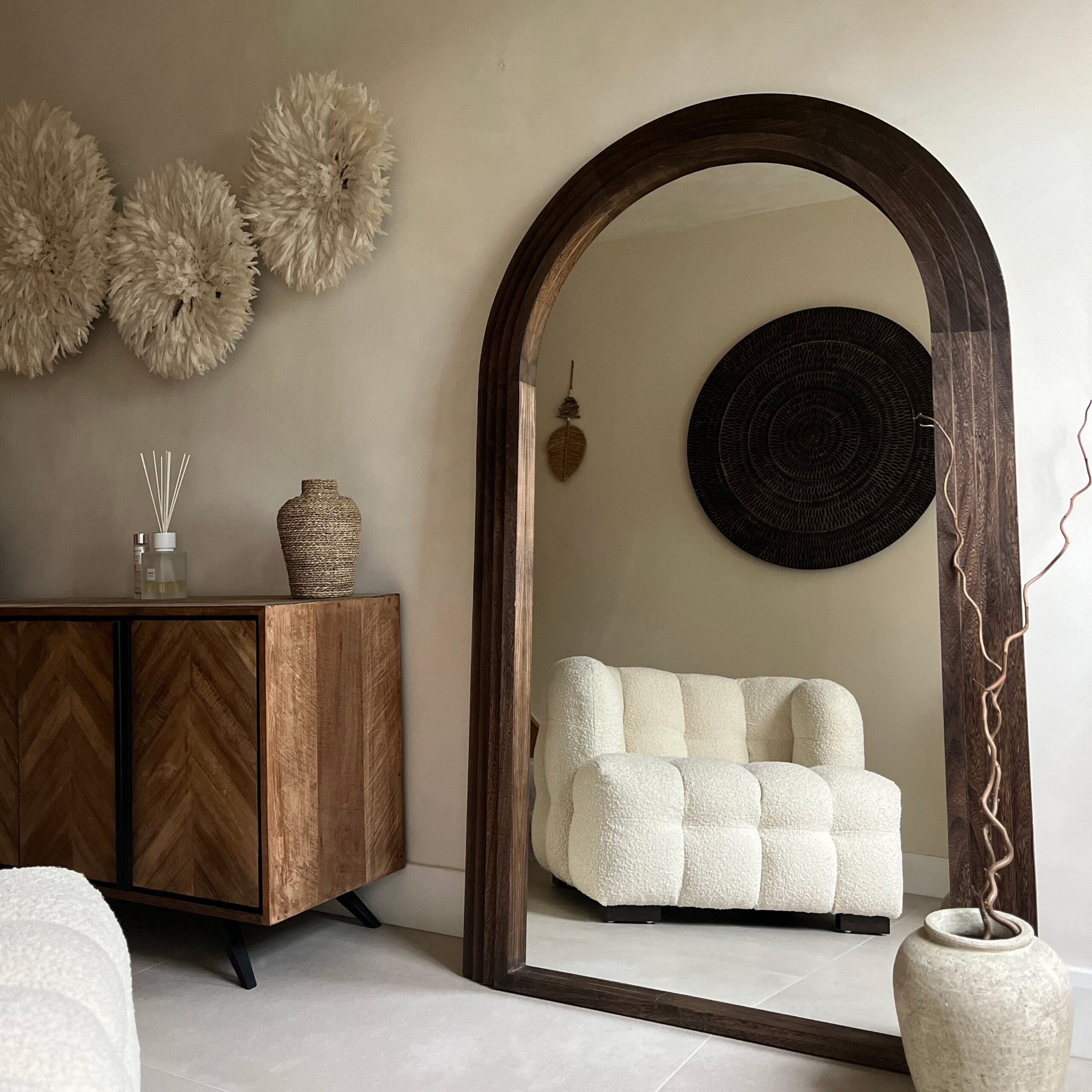 Luciana - Full Length Arched Charred Wood Mirror 180cm x 110cm - Image 2