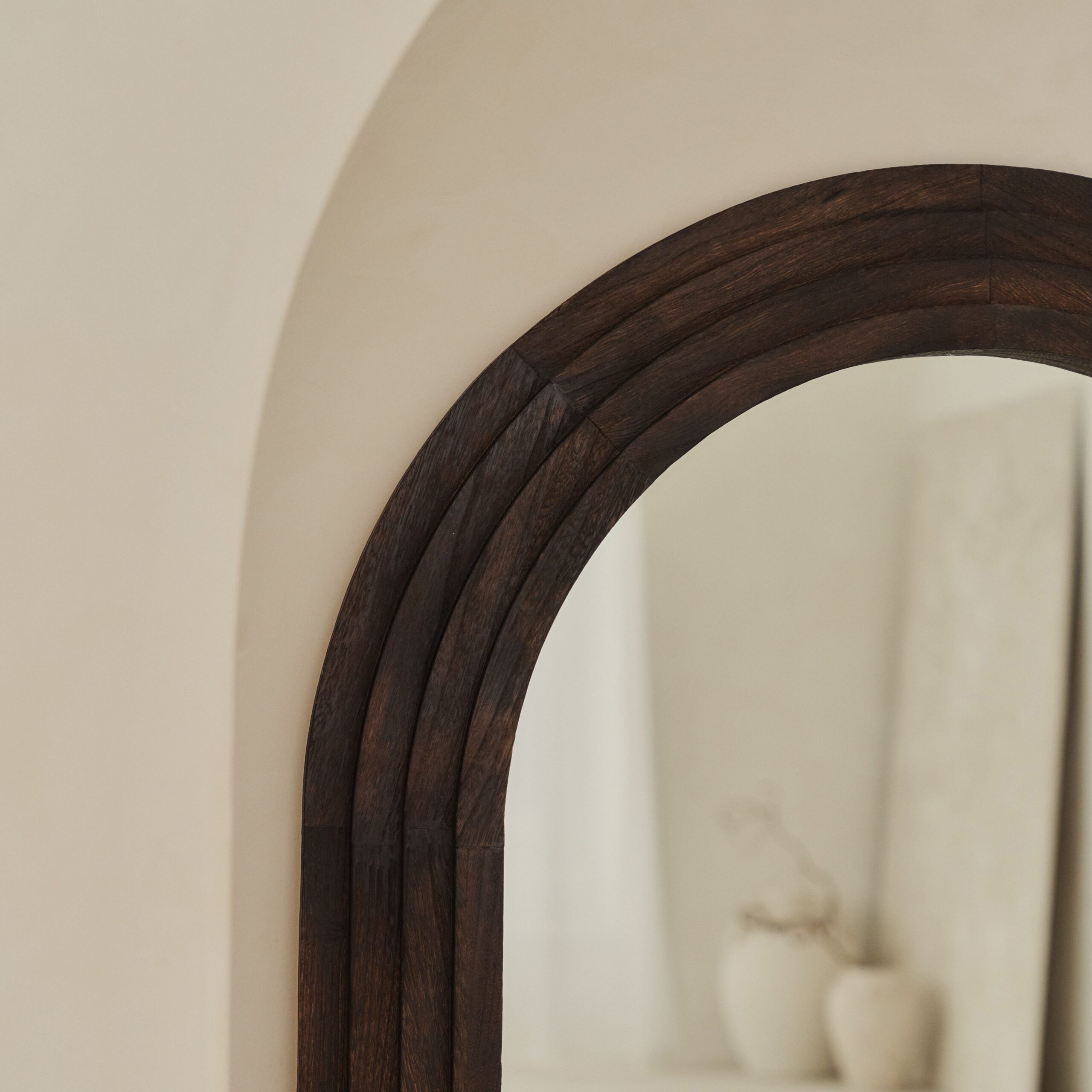 Luciana - Charred Wood Arched Overmantle Mirror 120cm x 90cm - Image 5