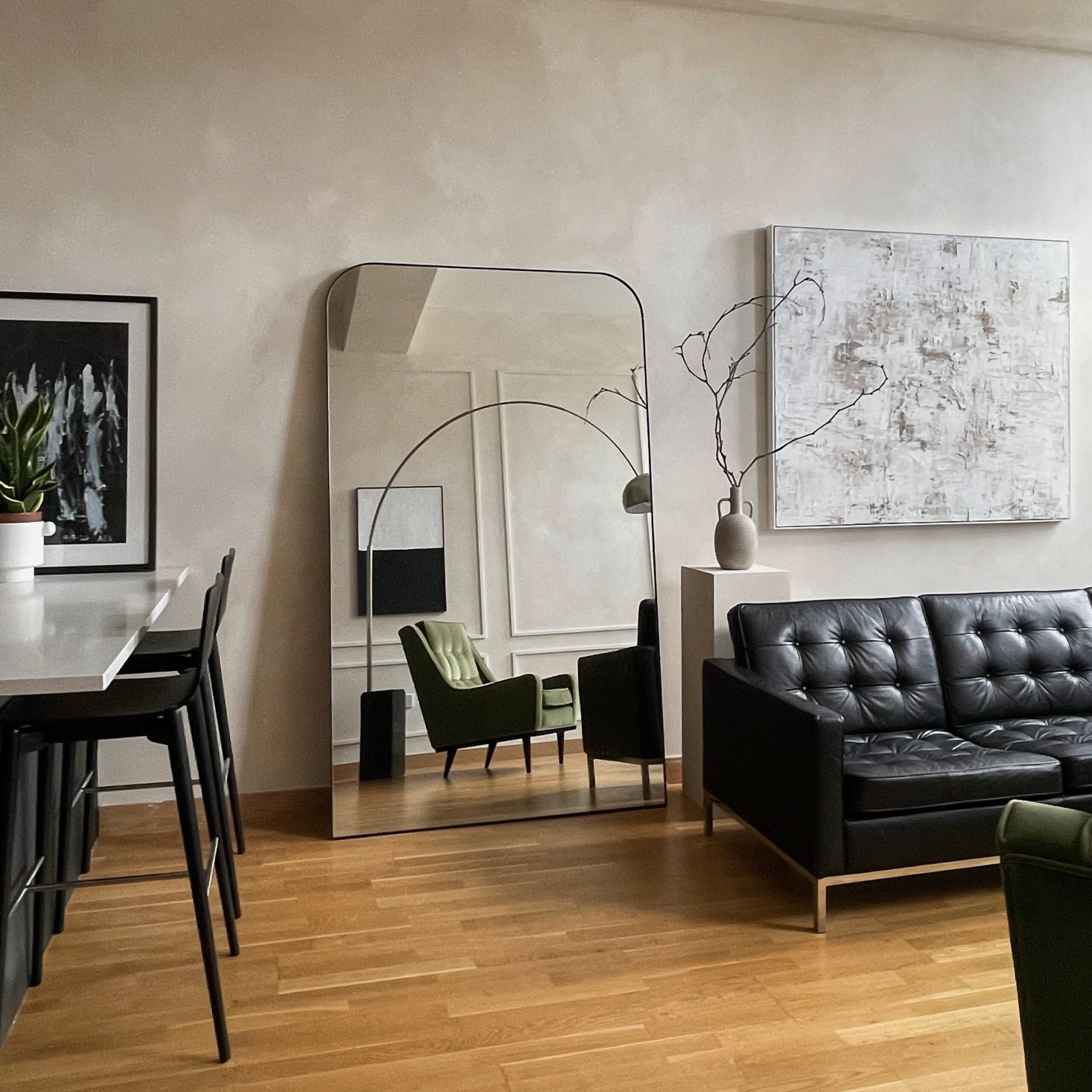 Theo - Full Length Black Curved Metal Extra Large Mirror 200cm x 120cm - Image 2