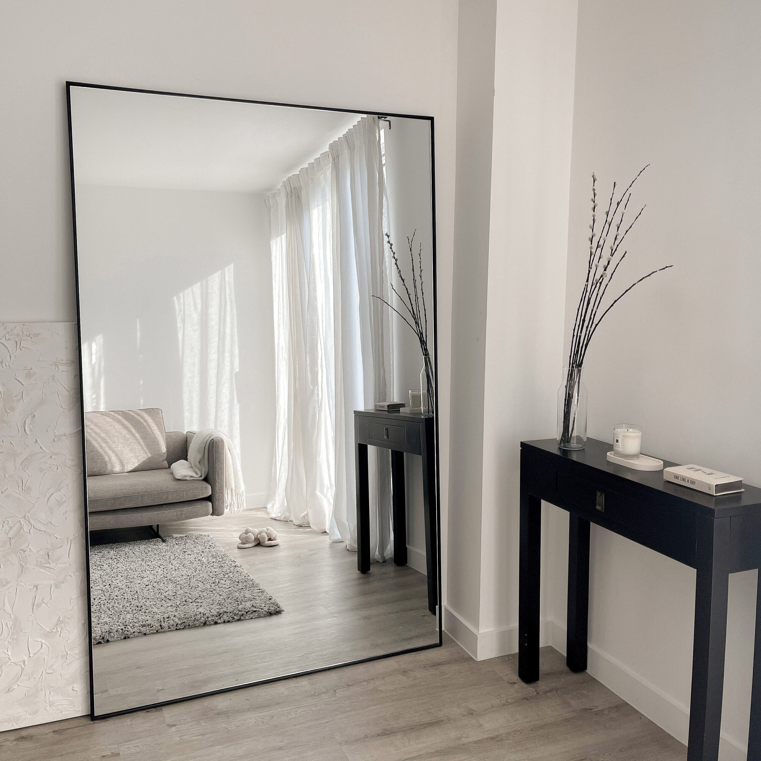 Theo - Full Length Black Extra Large Metal Mirror 190cm x 120cm