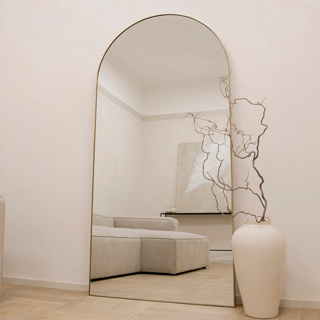 Theo - Full Length Gold Arched Large Metal Mirror 180cm x 90cm - Image 2