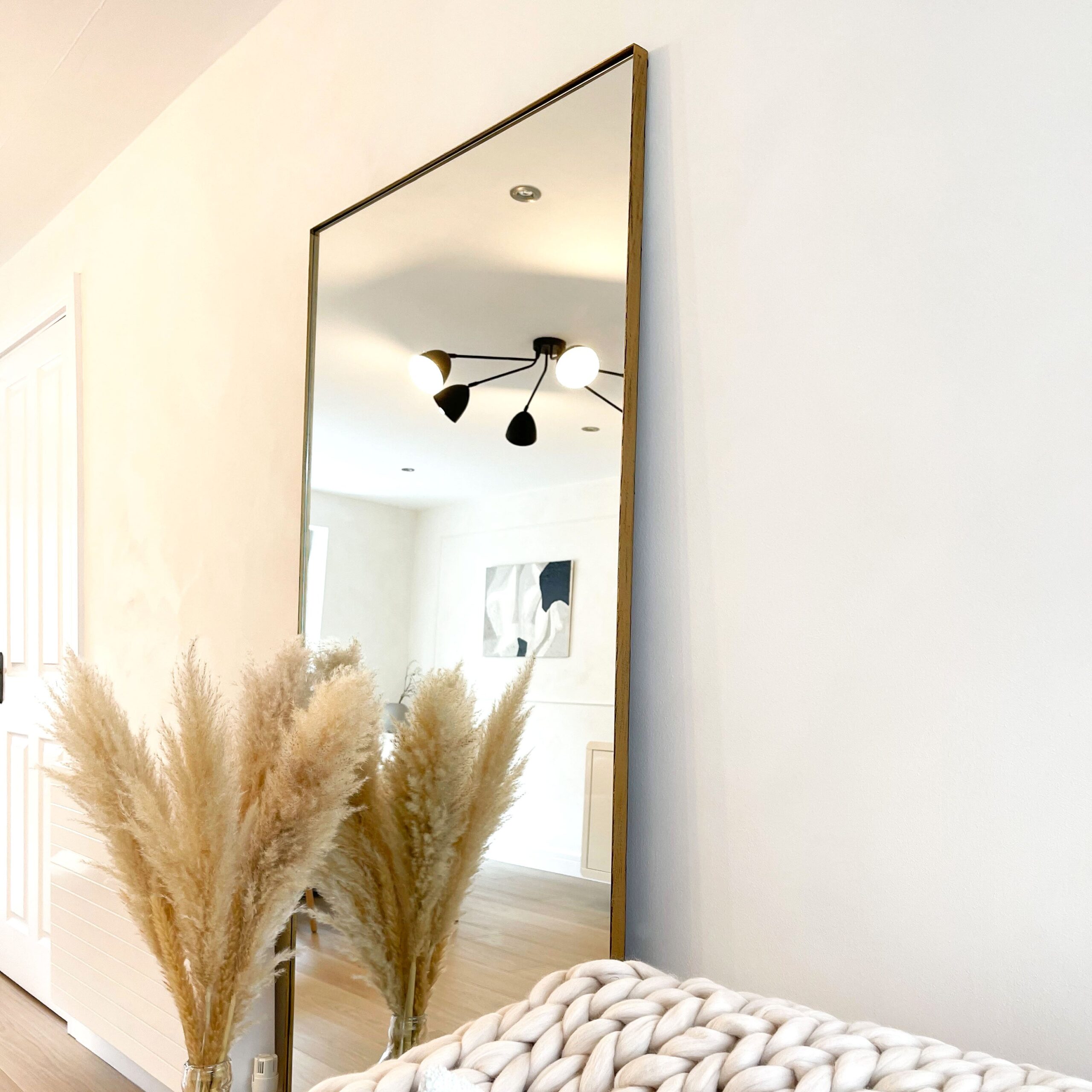 Theo - Full Length Gold Rectangular Large Metal Mirror 179cm x 80cm - Image 5