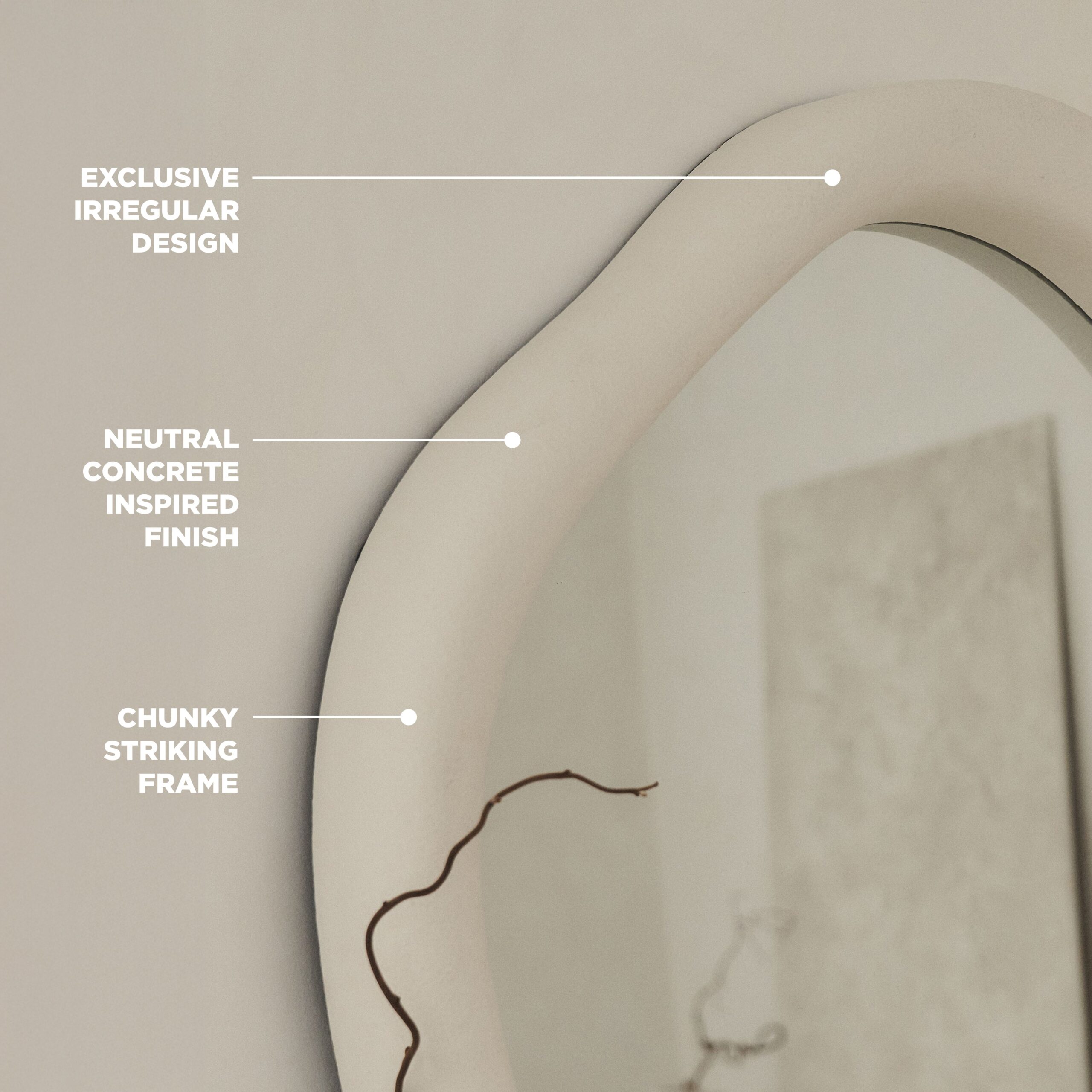 Wabi-Sabi - Large Full Length Concrete Irregular Mirror 170cm x 80cm - Image 9