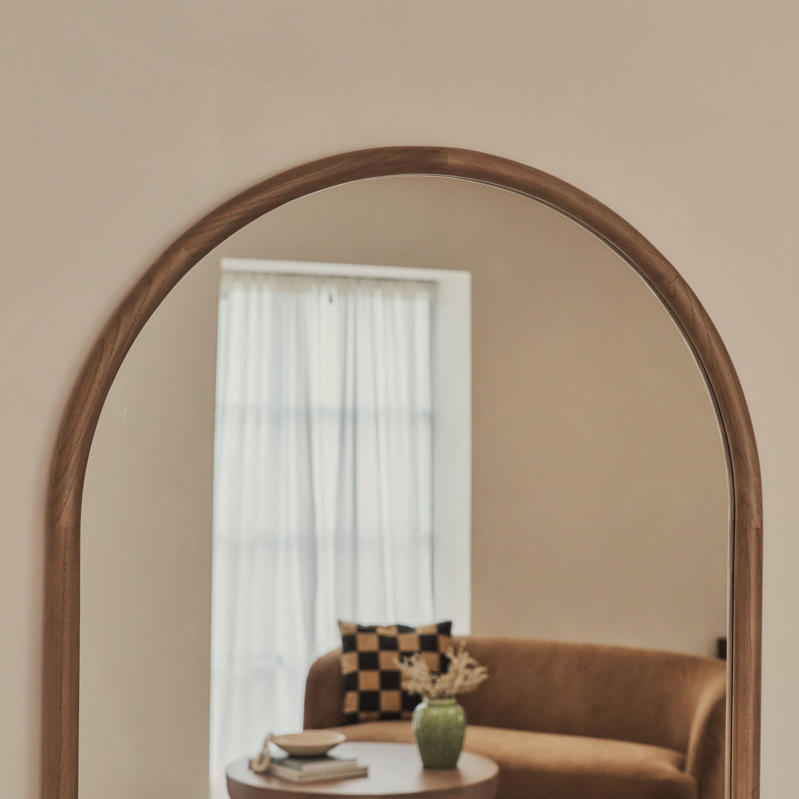 Amora - Extra Large Full Length Arched Warm Wood Mirror 190cm x 100cm - Image 3